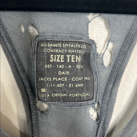 RARE ALLSAINTS 12th Man Soccer Referee gray Vest Tank Top size 10 - Picture 8 of 16